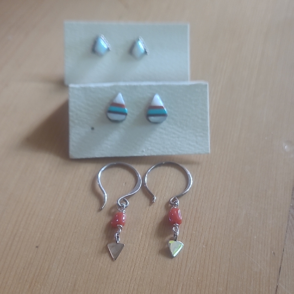 3 Pairs of Southwestern Silver Earrings